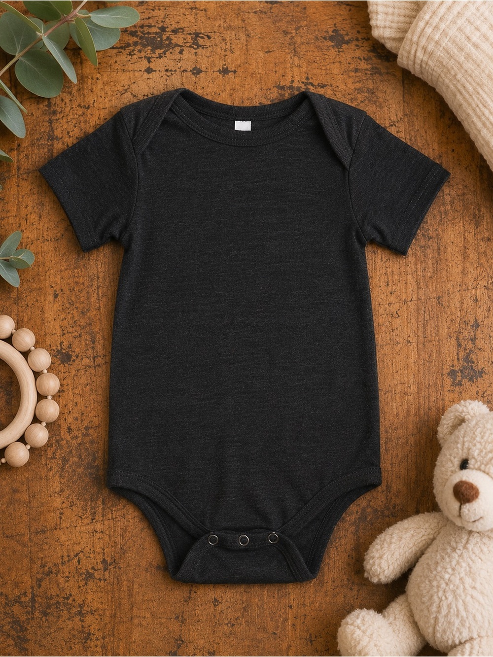 Bella Canvas Dark Heather Gray Short-Sleeve Baby One-Piece Bodysuit